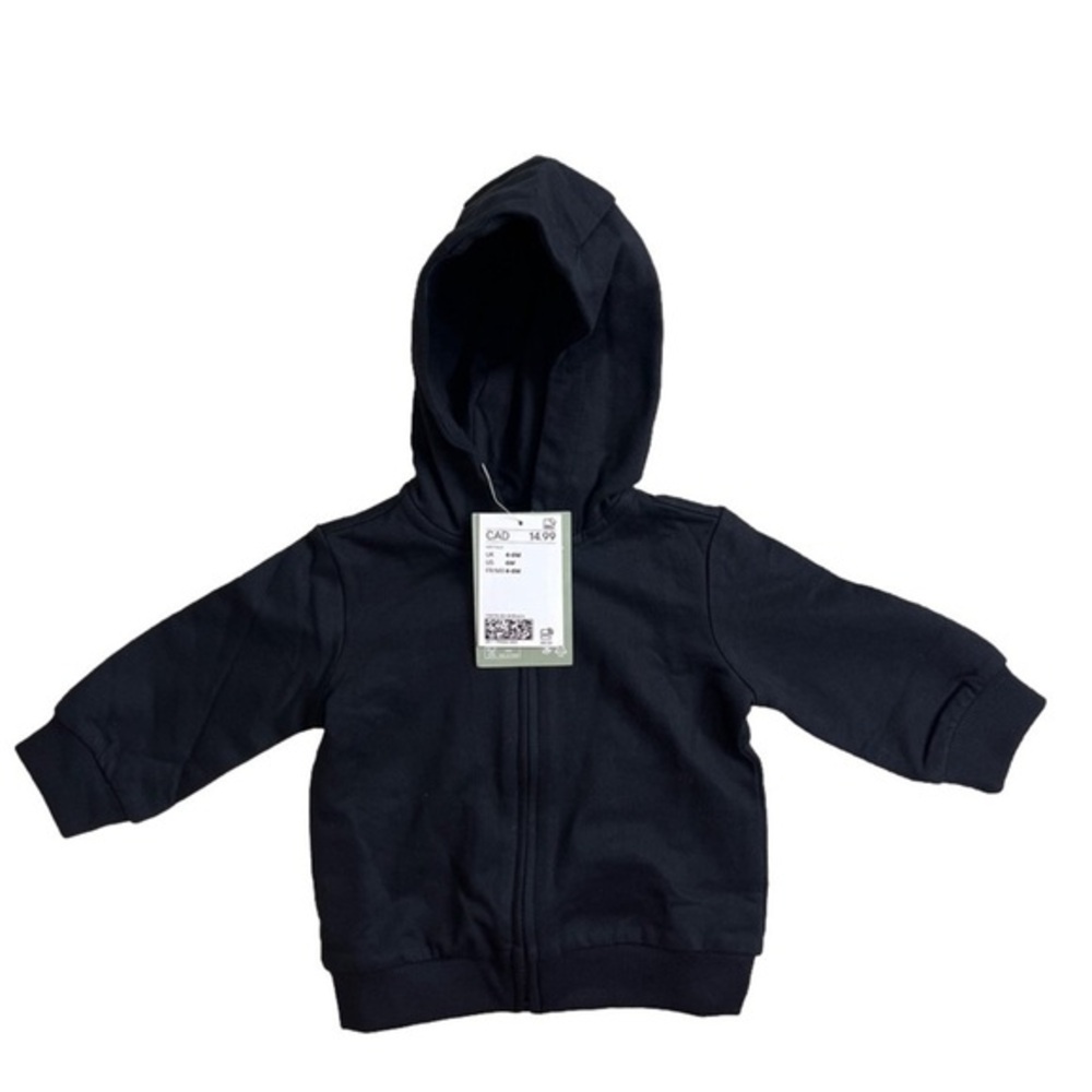 ⭐️ NWT- H&M organic cotton black baby zip up sweatshirt- size 6M